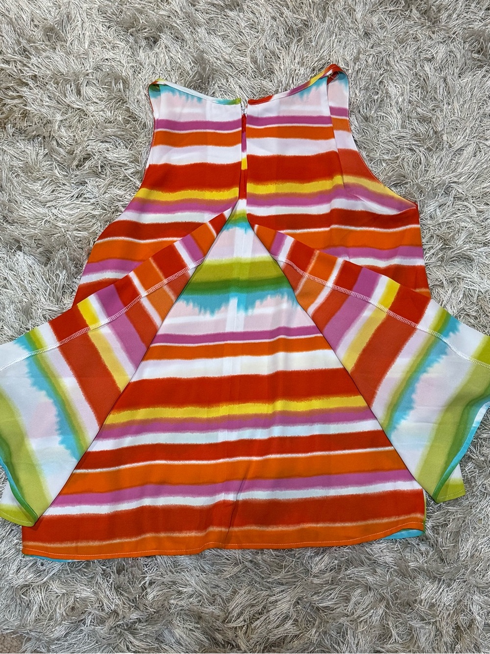 Rainbow Striped Sleeveless Tank Top | Flowy Summer Blouse | Medium - Picture 9 of 13